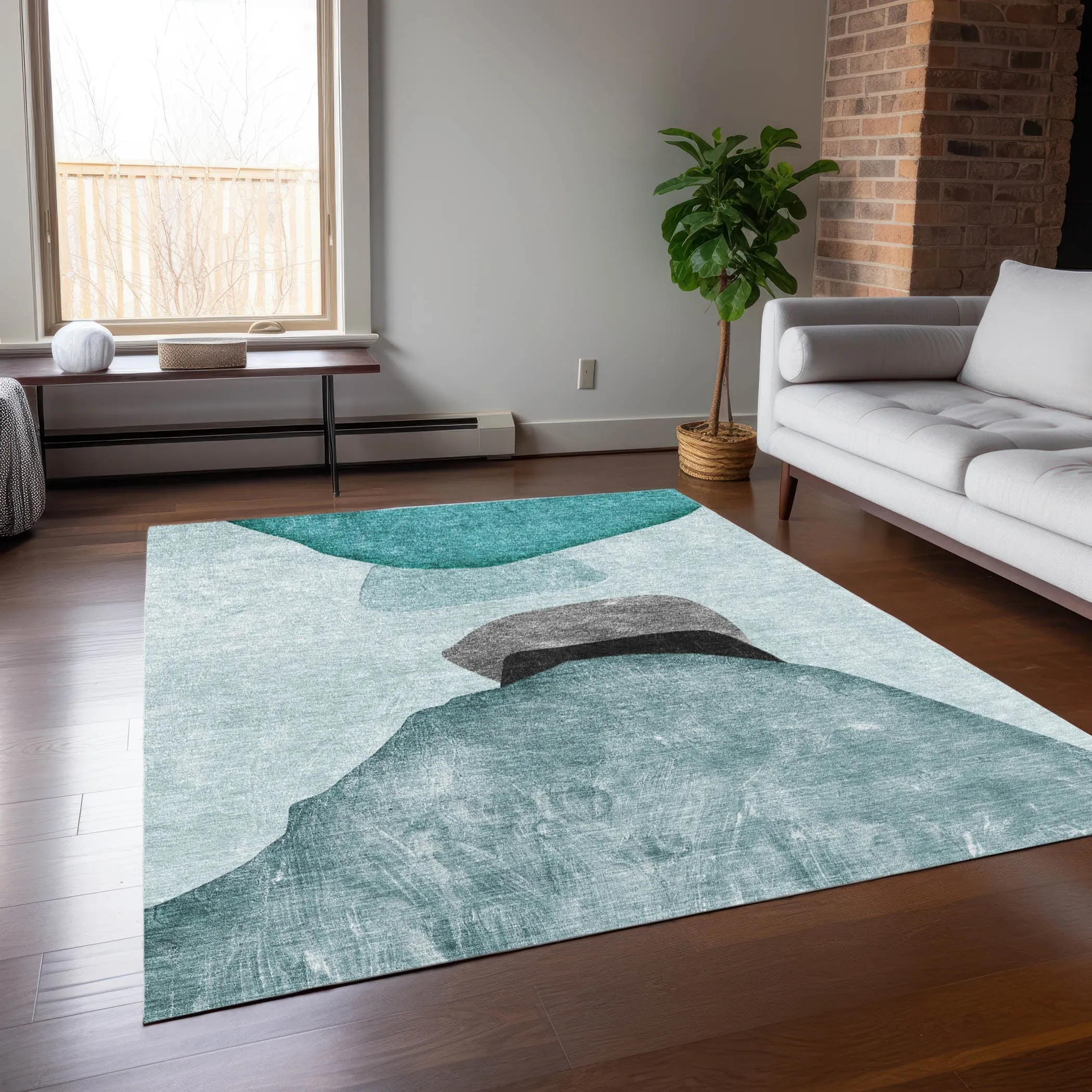 Machine Washable Indoor/ Outdoor Modern Abstract Chantille Rug