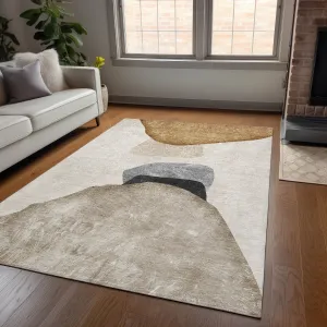 Machine Washable Indoor/ Outdoor Modern Abstract Chantille Rug