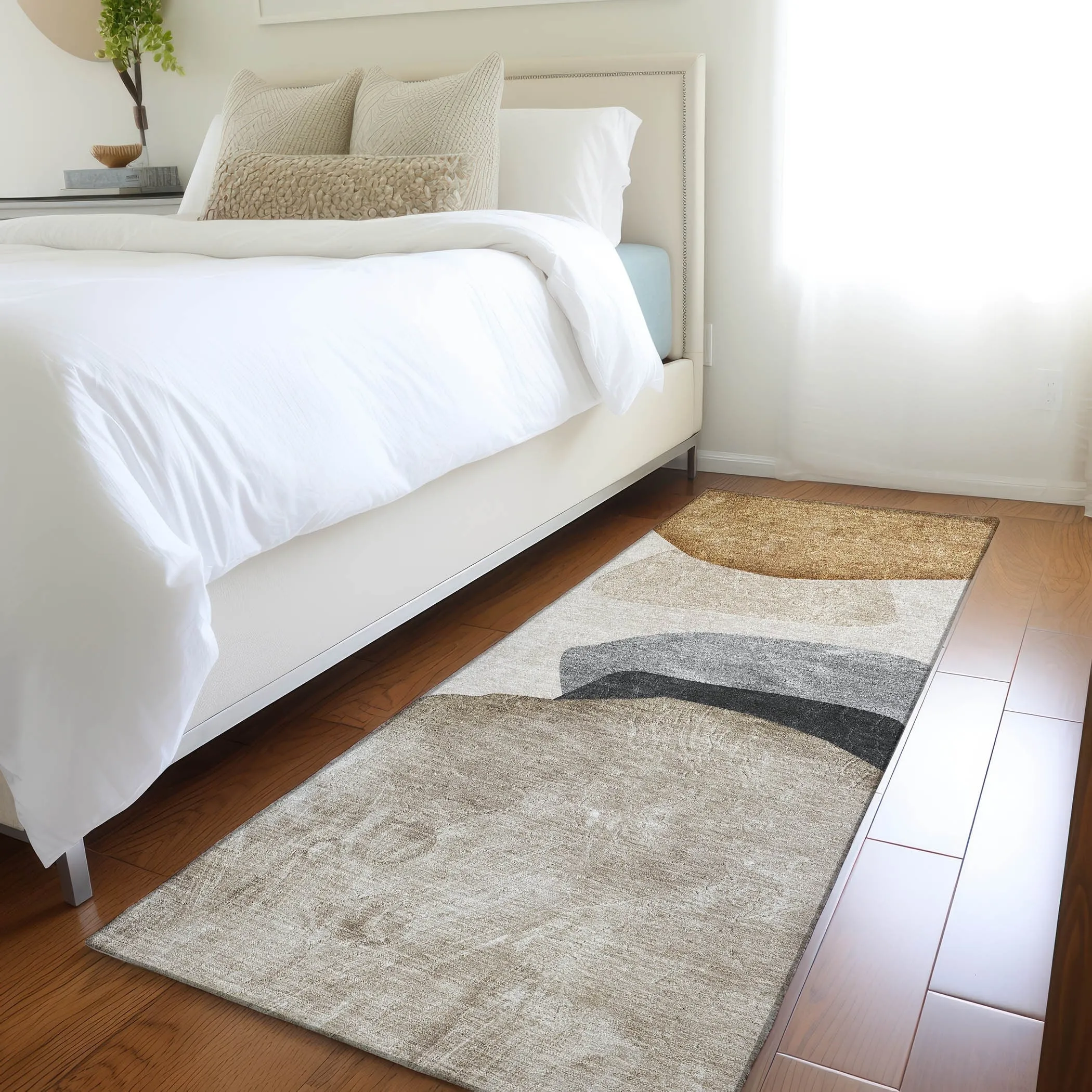 Machine Washable Indoor/ Outdoor Modern Abstract Chantille Rug
