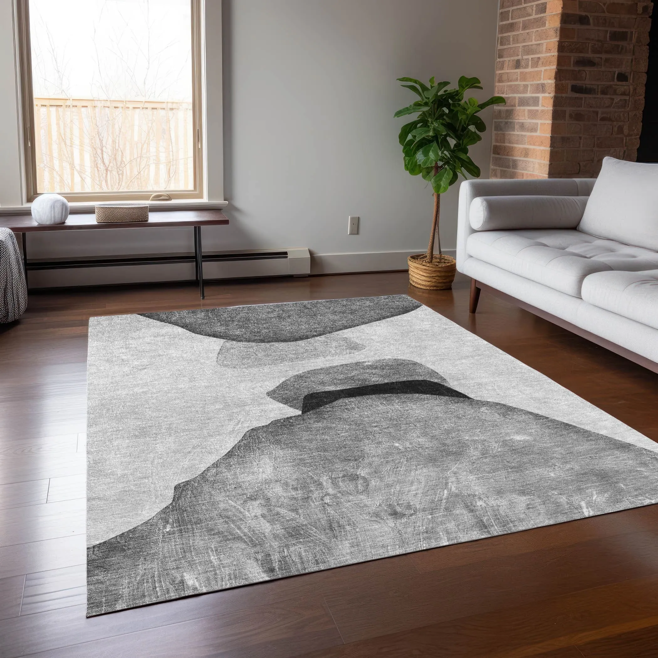 Machine Washable Indoor/ Outdoor Modern Abstract Chantille Rug