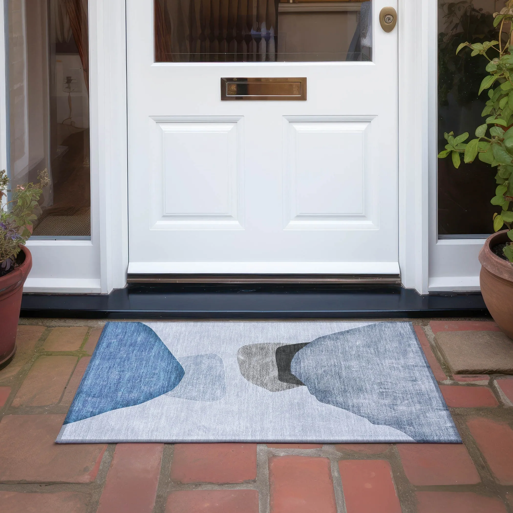 Machine Washable Indoor/ Outdoor Modern Abstract Chantille Rug