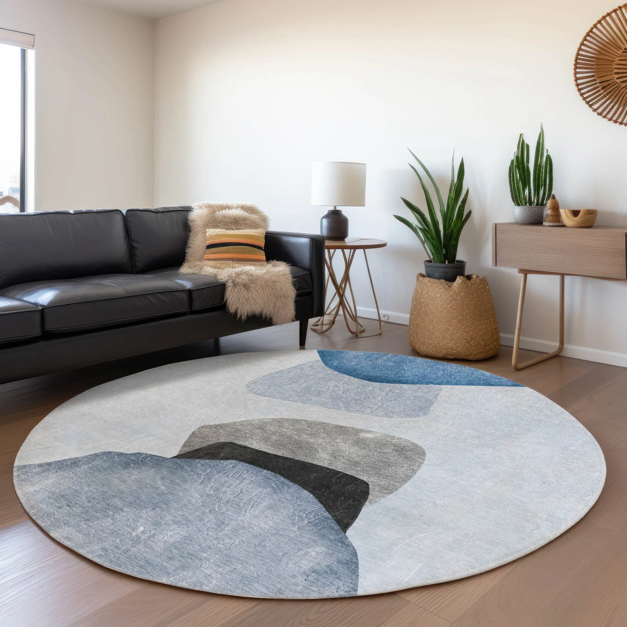 Machine Washable Indoor/ Outdoor Modern Abstract Chantille Rug