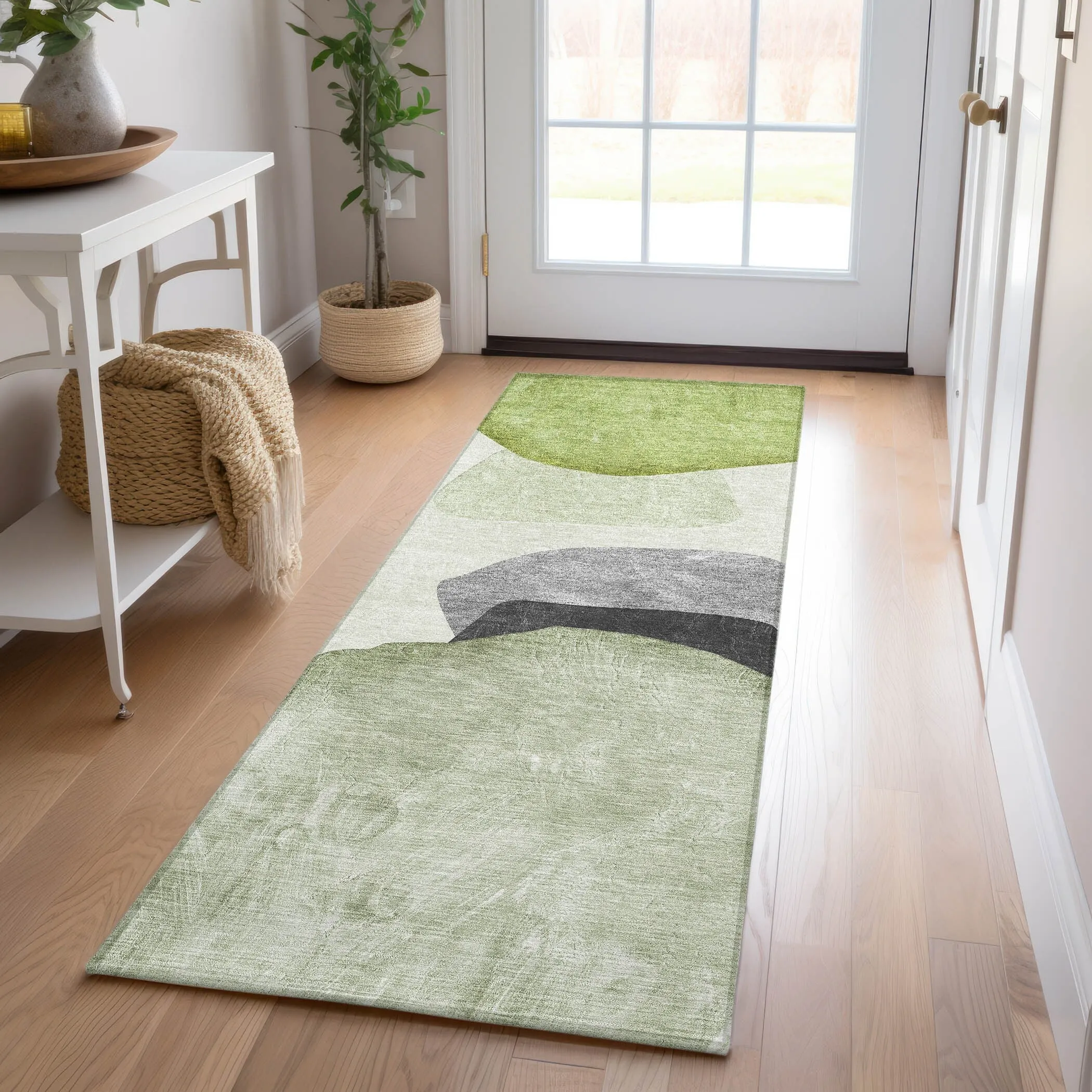 Machine Washable Indoor/ Outdoor Modern Abstract Chantille Rug