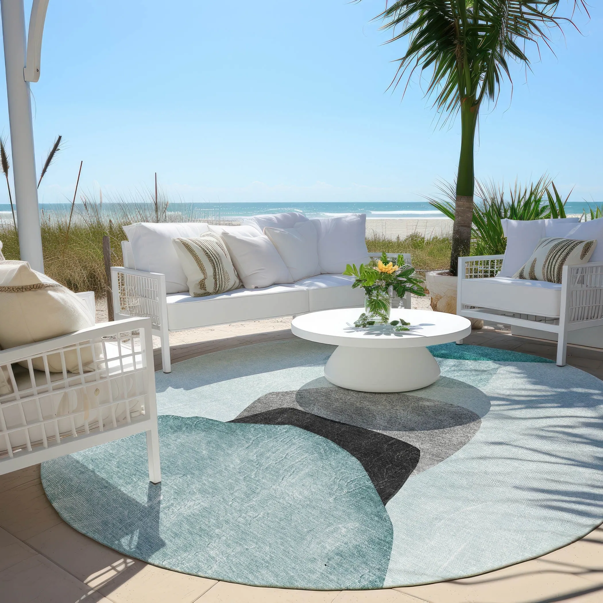 Machine Washable Indoor/ Outdoor Modern Abstract Chantille Rug
