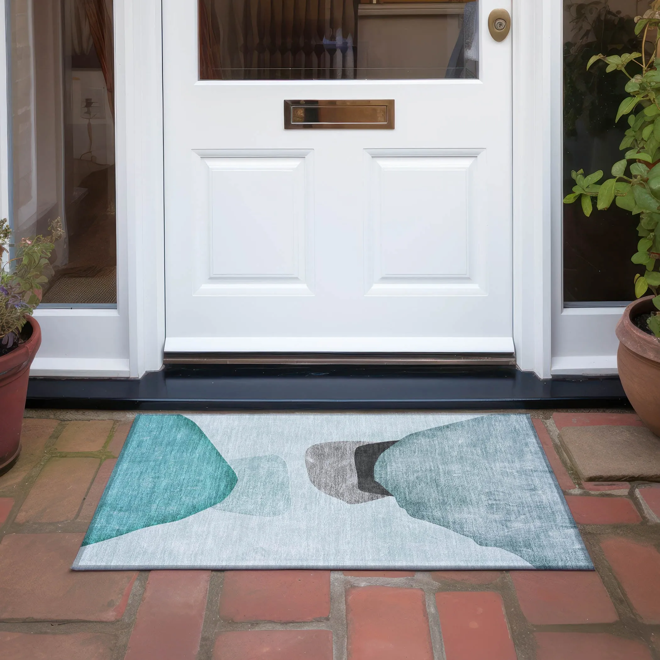 Machine Washable Indoor/ Outdoor Modern Abstract Chantille Rug