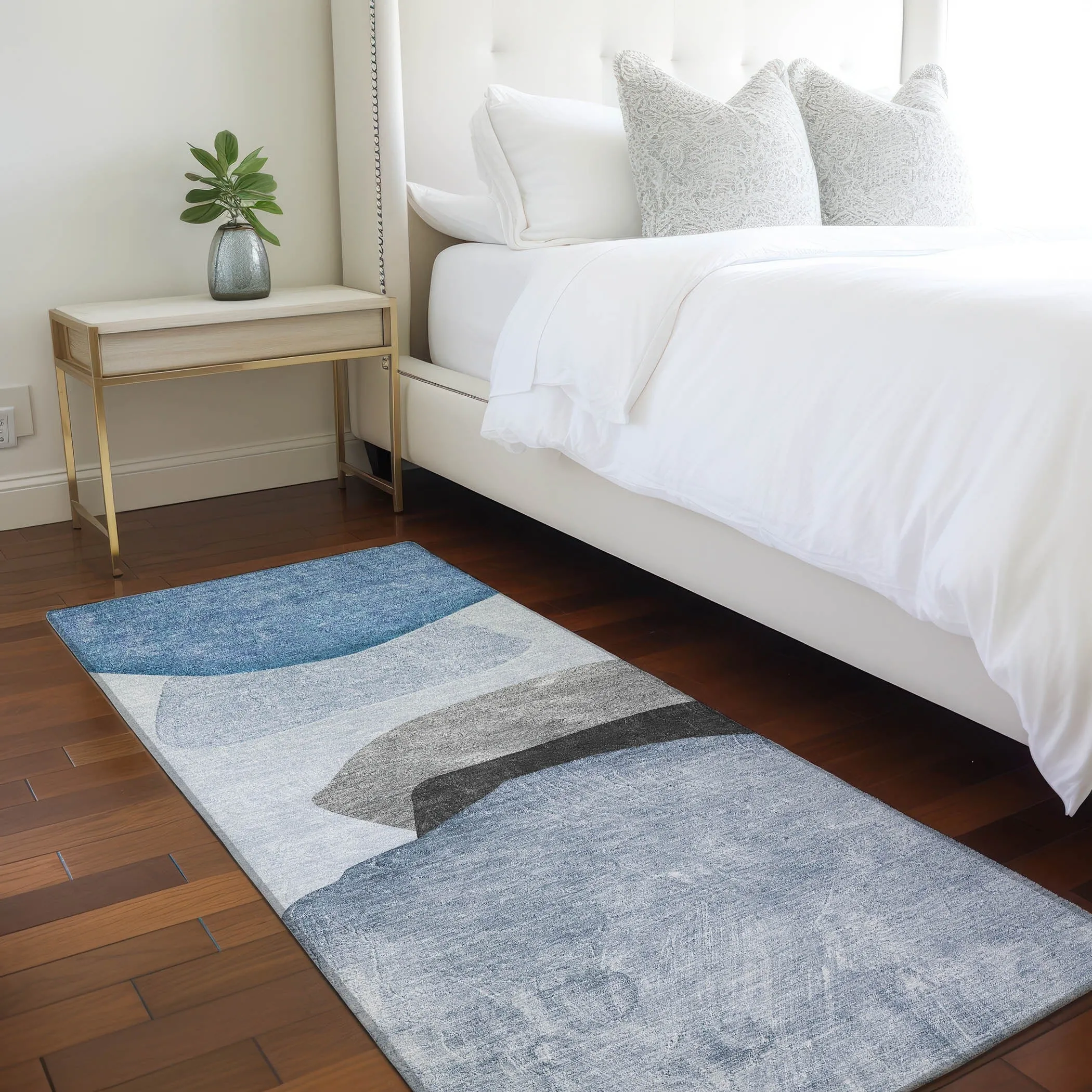 Machine Washable Indoor/ Outdoor Modern Abstract Chantille Rug