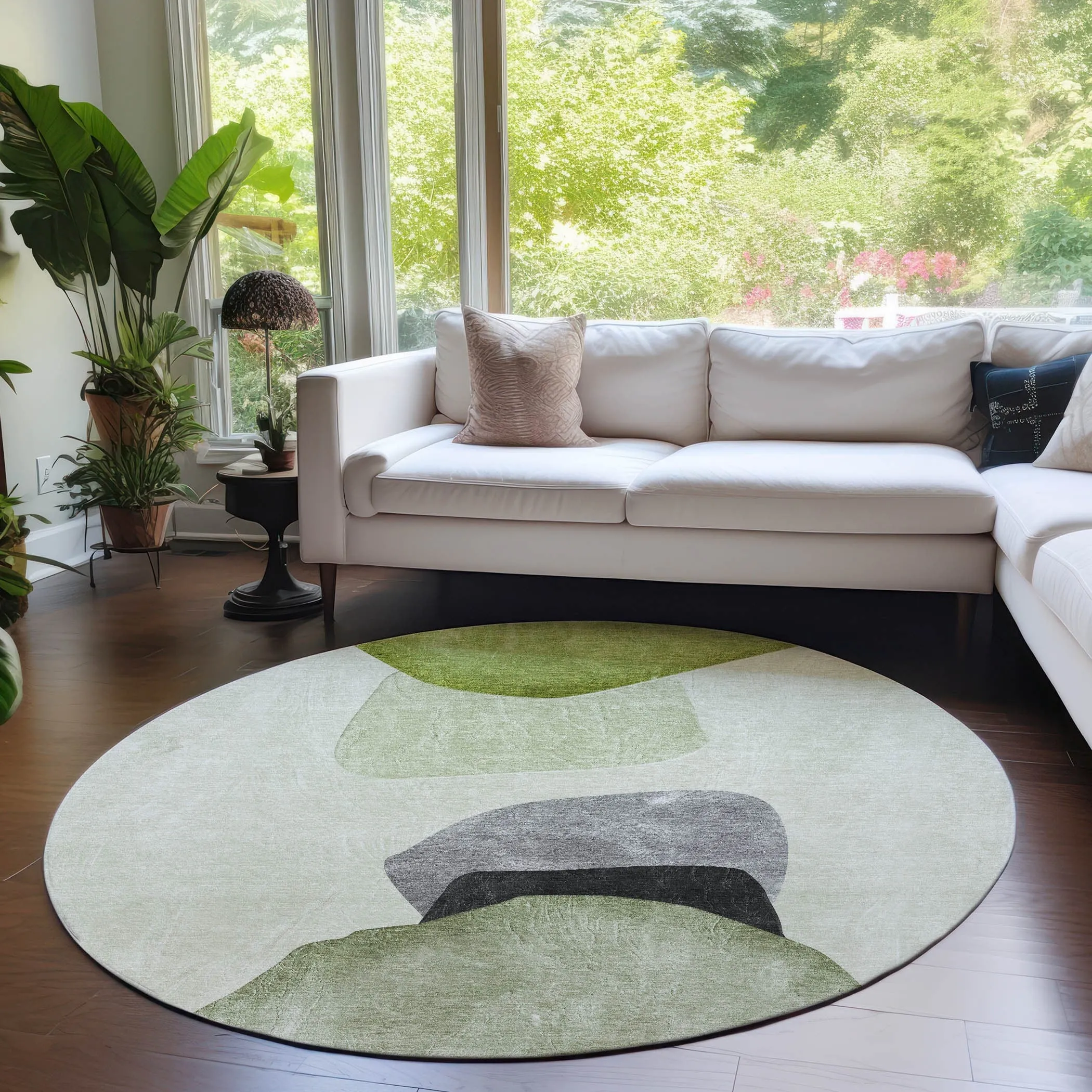 Machine Washable Indoor/ Outdoor Modern Abstract Chantille Rug