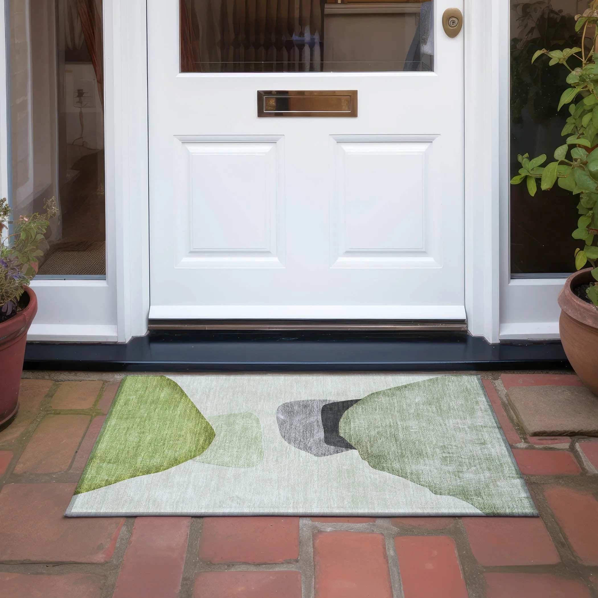 Machine Washable Indoor/ Outdoor Modern Abstract Chantille Rug