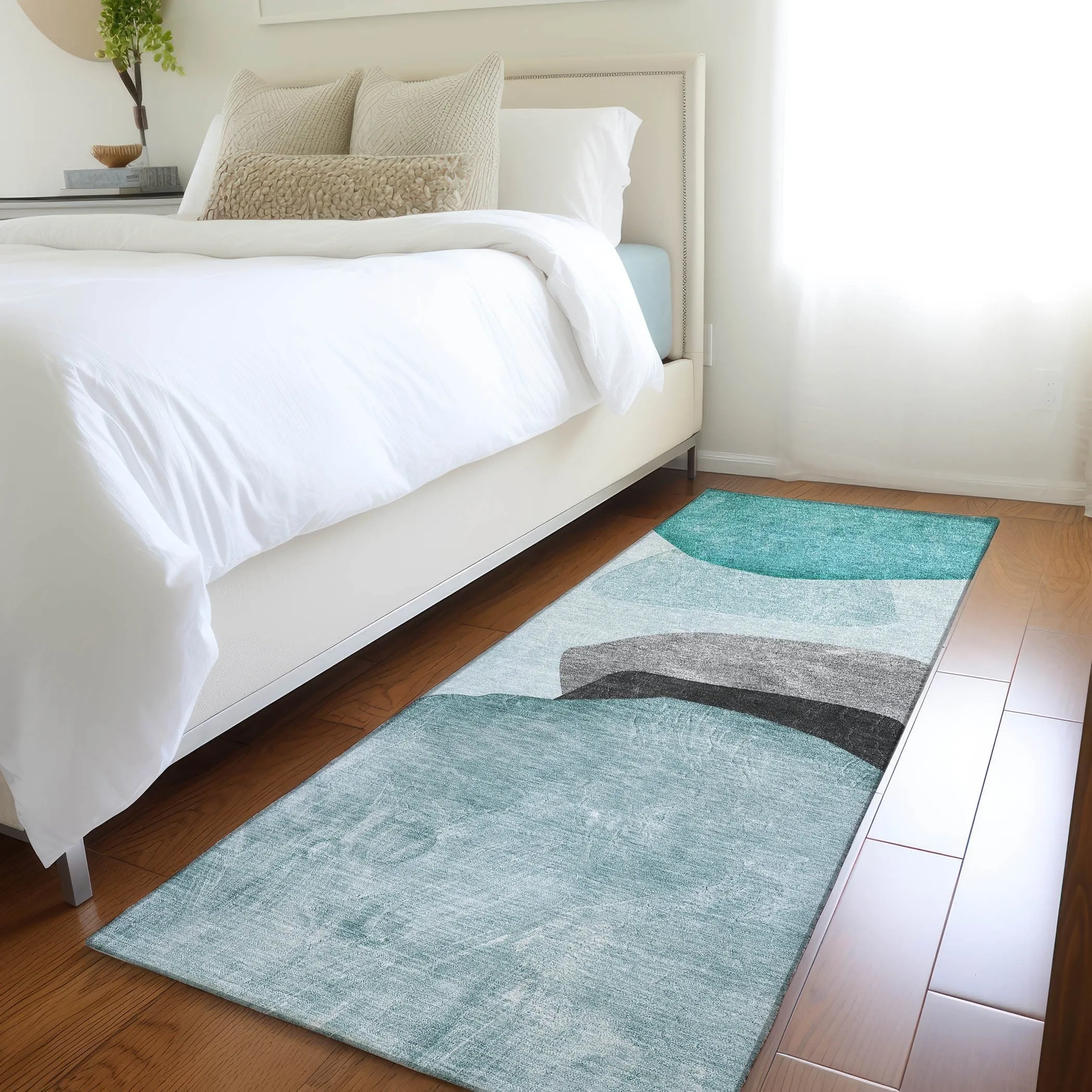 Machine Washable Indoor/ Outdoor Modern Abstract Chantille Rug