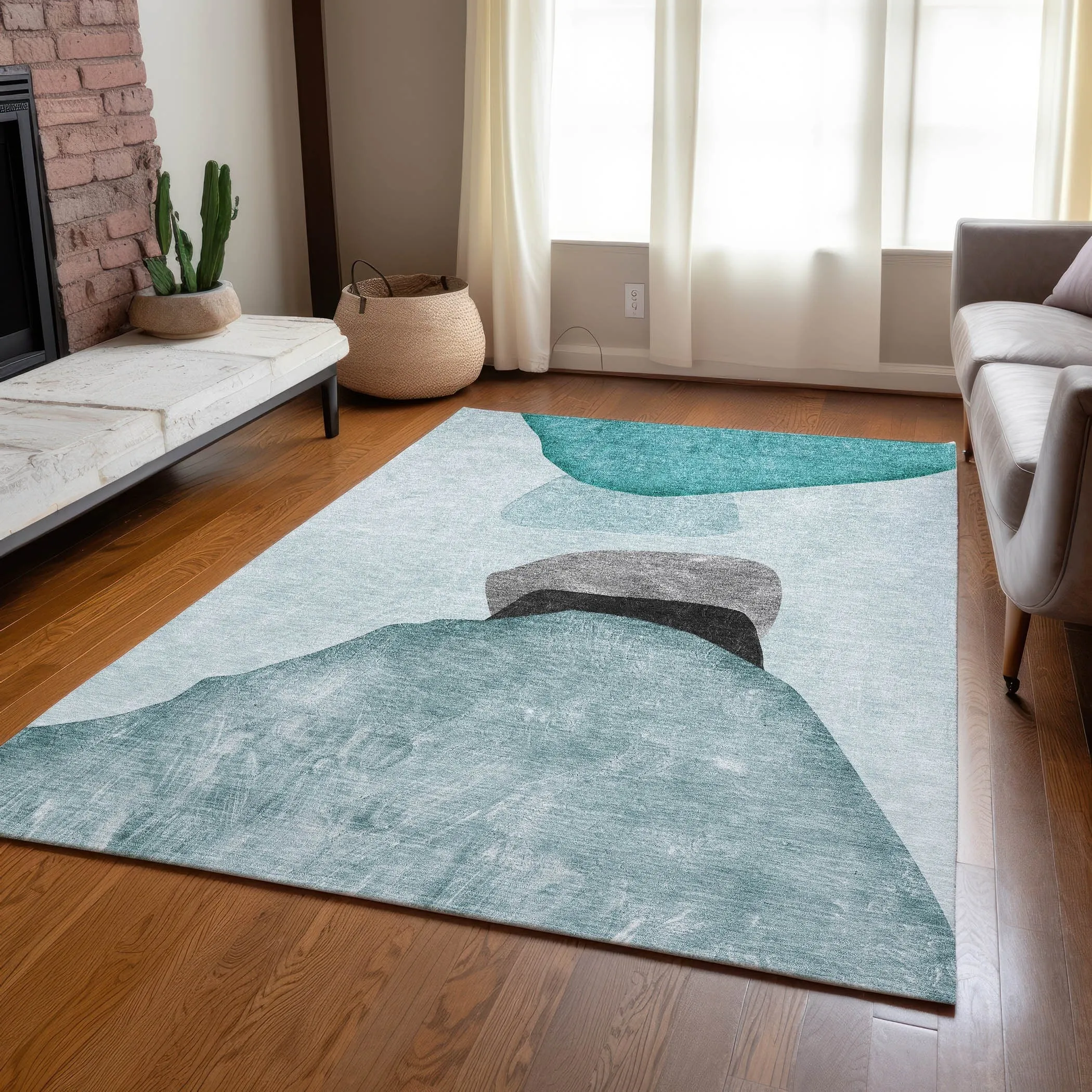 Machine Washable Indoor/ Outdoor Modern Abstract Chantille Rug
