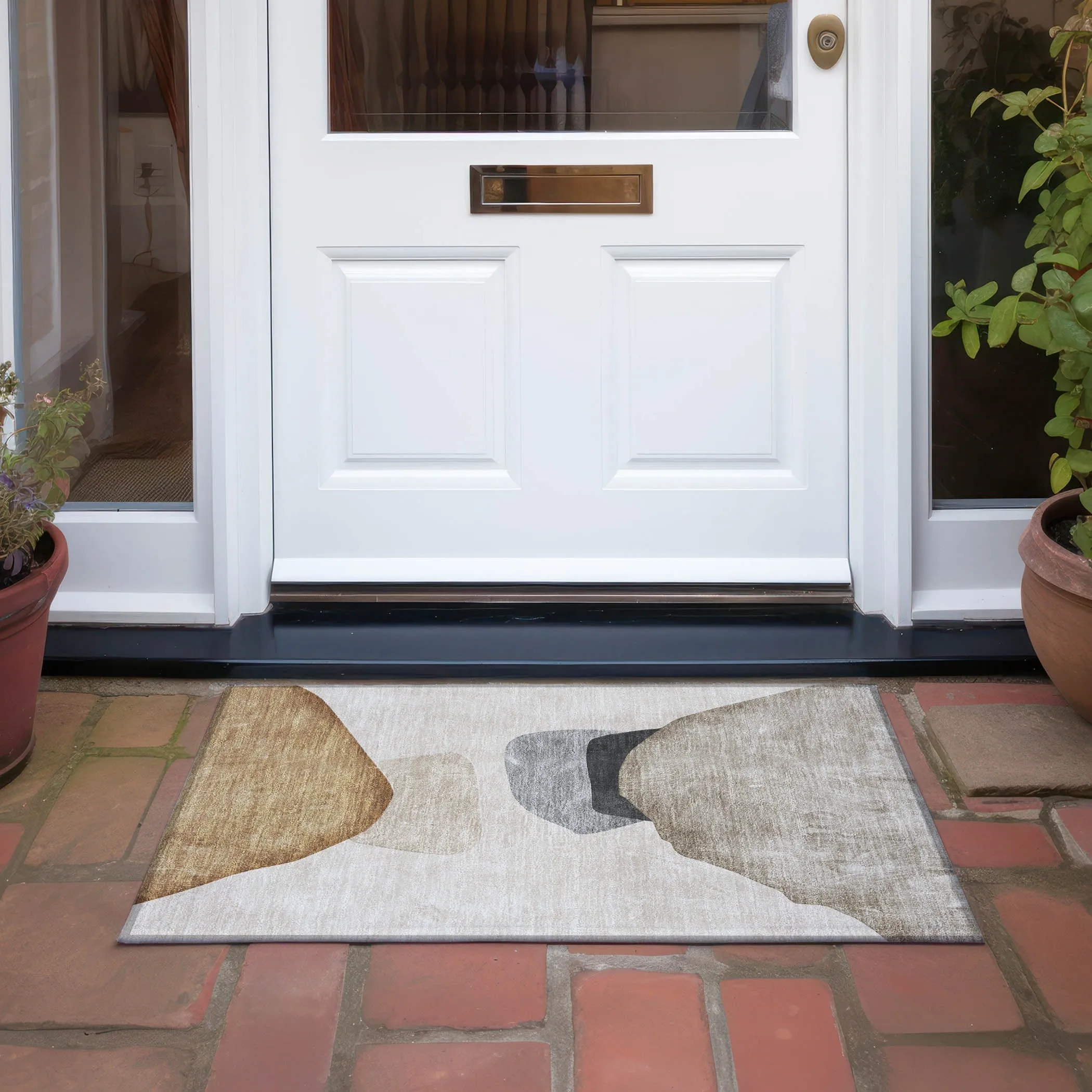 Machine Washable Indoor/ Outdoor Modern Abstract Chantille Rug