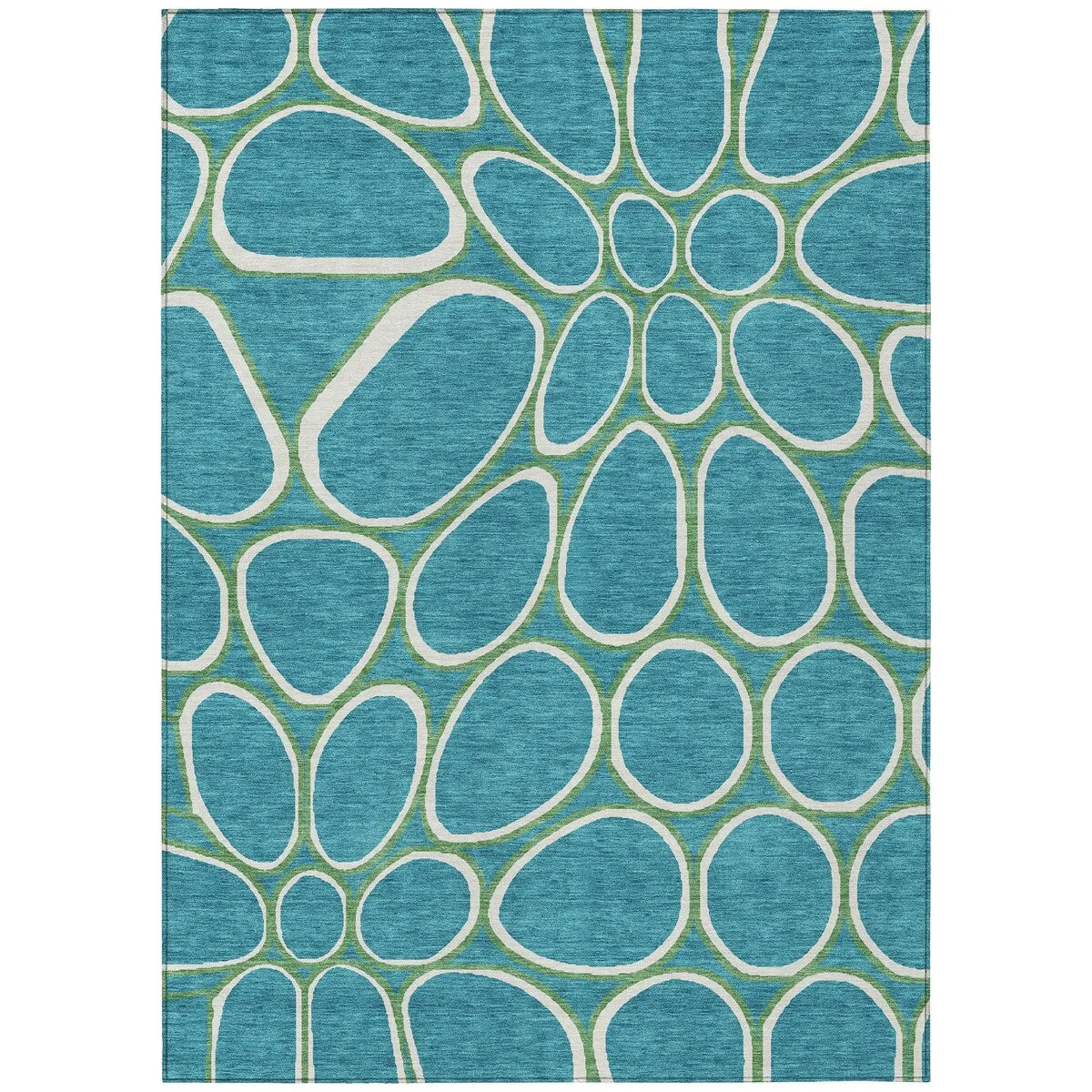 Machine Washable Indoor/ Outdoor Modern Bubbles Chantille Rug