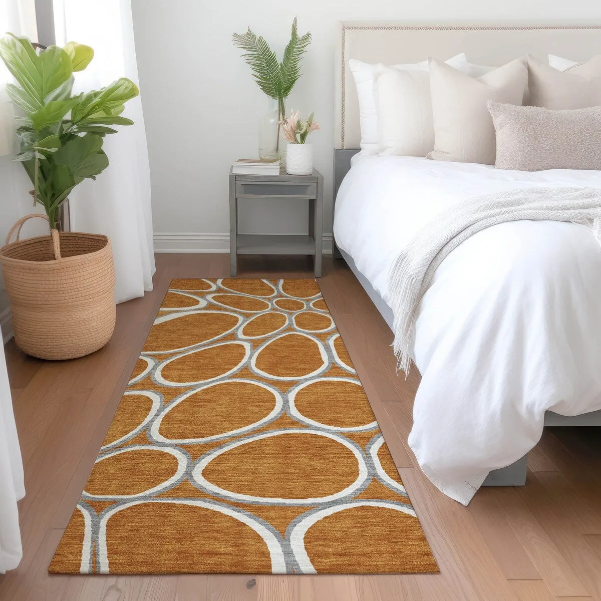 Machine Washable Indoor/ Outdoor Modern Bubbles Chantille Rug