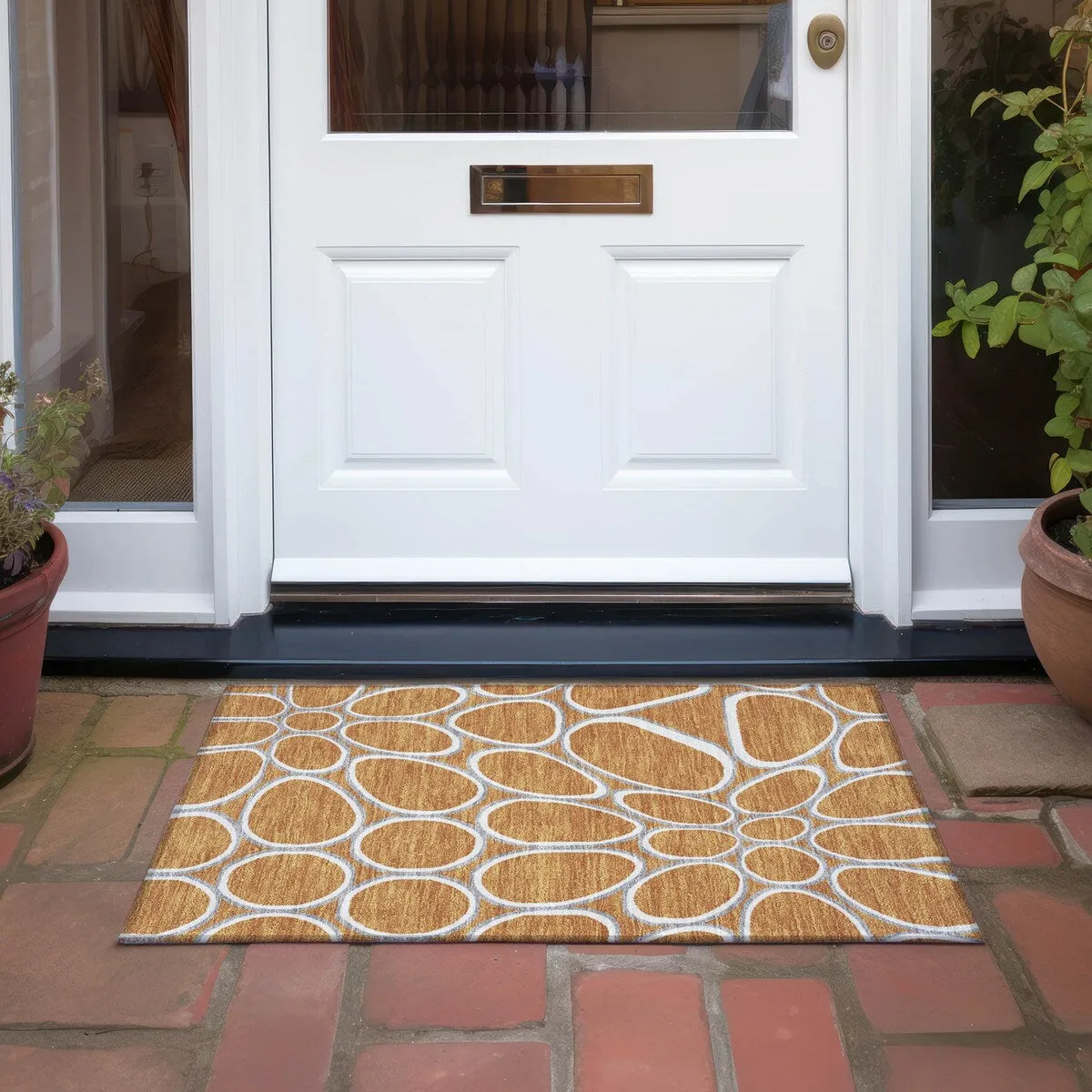 Machine Washable Indoor/ Outdoor Modern Bubbles Chantille Rug