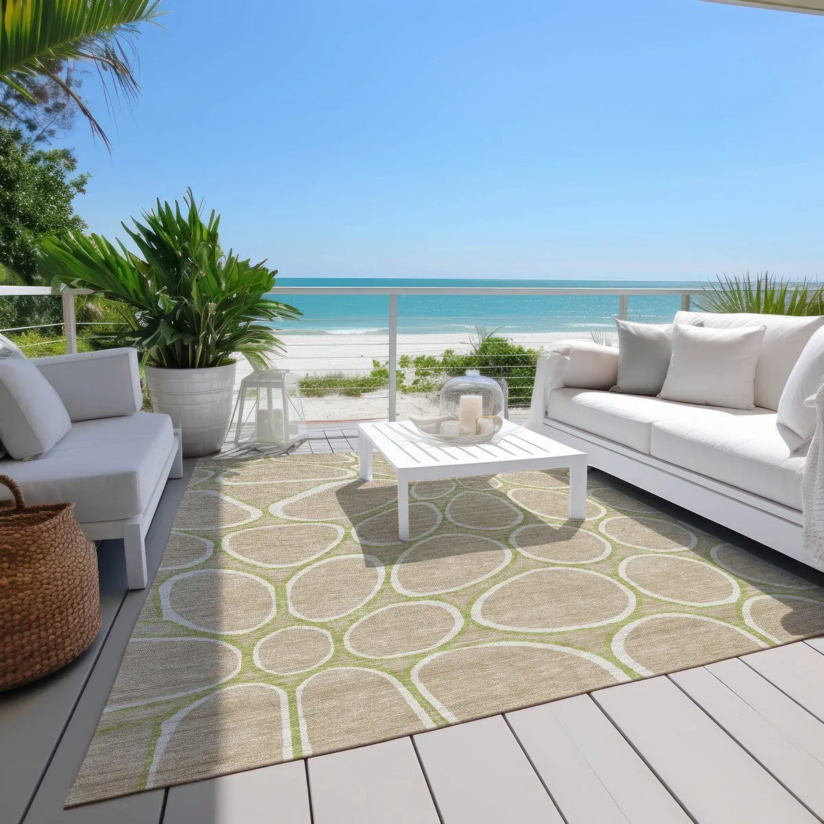 Machine Washable Indoor/ Outdoor Modern Bubbles Chantille Rug