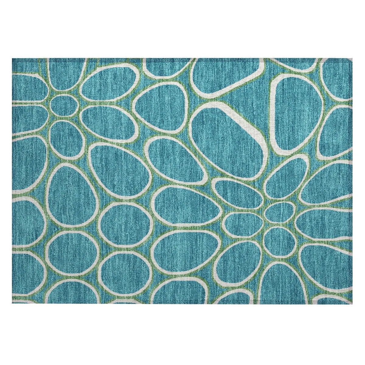 Machine Washable Indoor/ Outdoor Modern Bubbles Chantille Rug