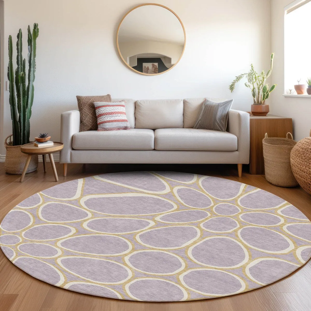 Machine Washable Indoor/ Outdoor Modern Bubbles Chantille Rug