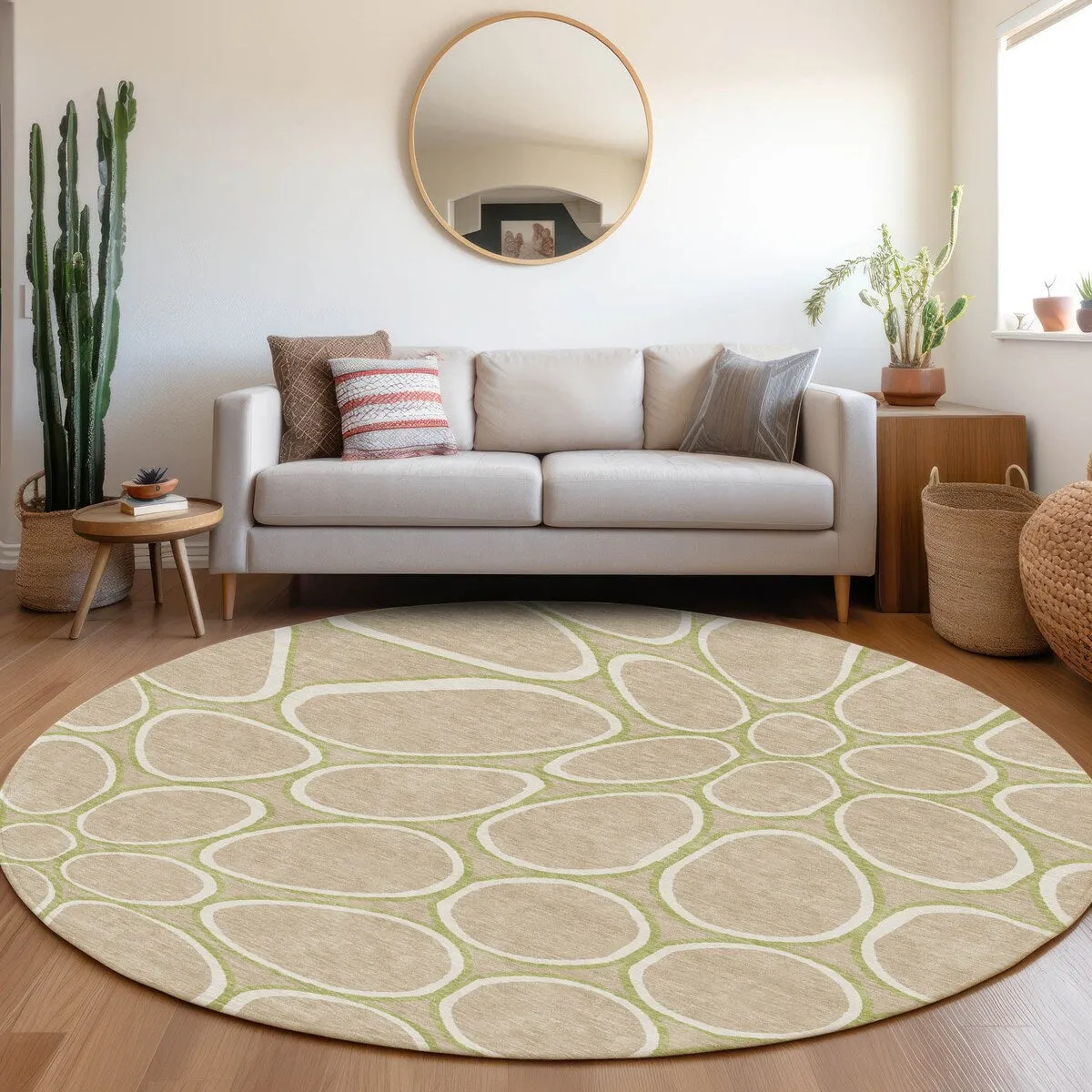 Machine Washable Indoor/ Outdoor Modern Bubbles Chantille Rug
