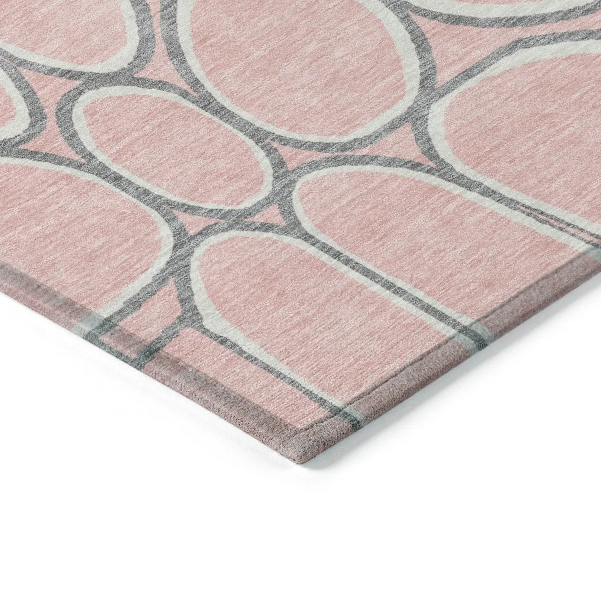 Machine Washable Indoor/ Outdoor Modern Bubbles Chantille Rug