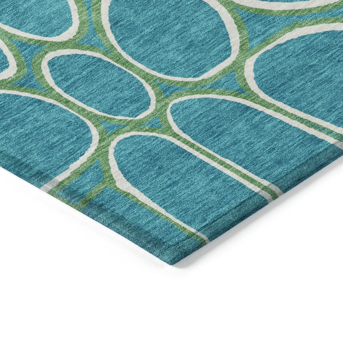 Machine Washable Indoor/ Outdoor Modern Bubbles Chantille Rug