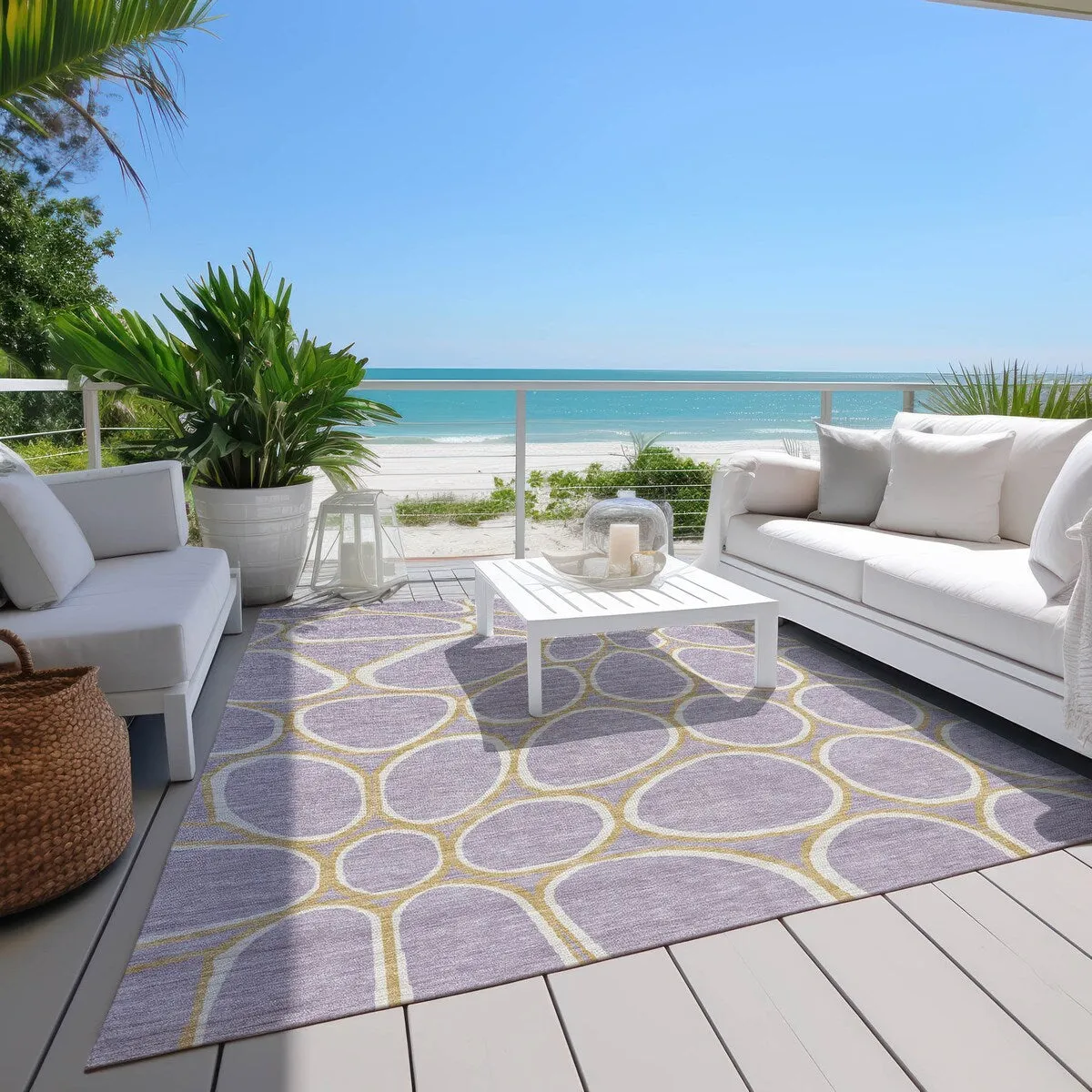 Machine Washable Indoor/ Outdoor Modern Bubbles Chantille Rug