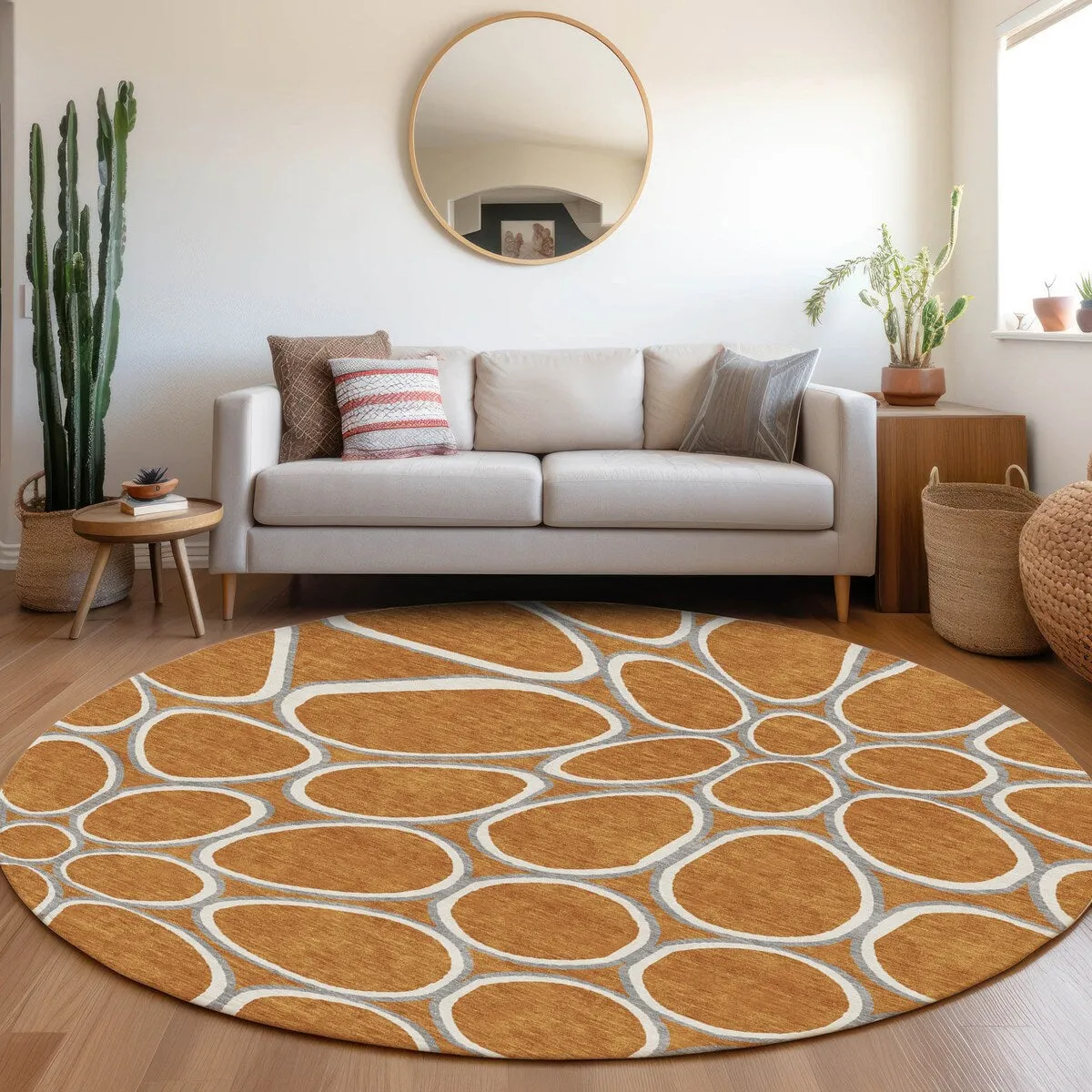 Machine Washable Indoor/ Outdoor Modern Bubbles Chantille Rug