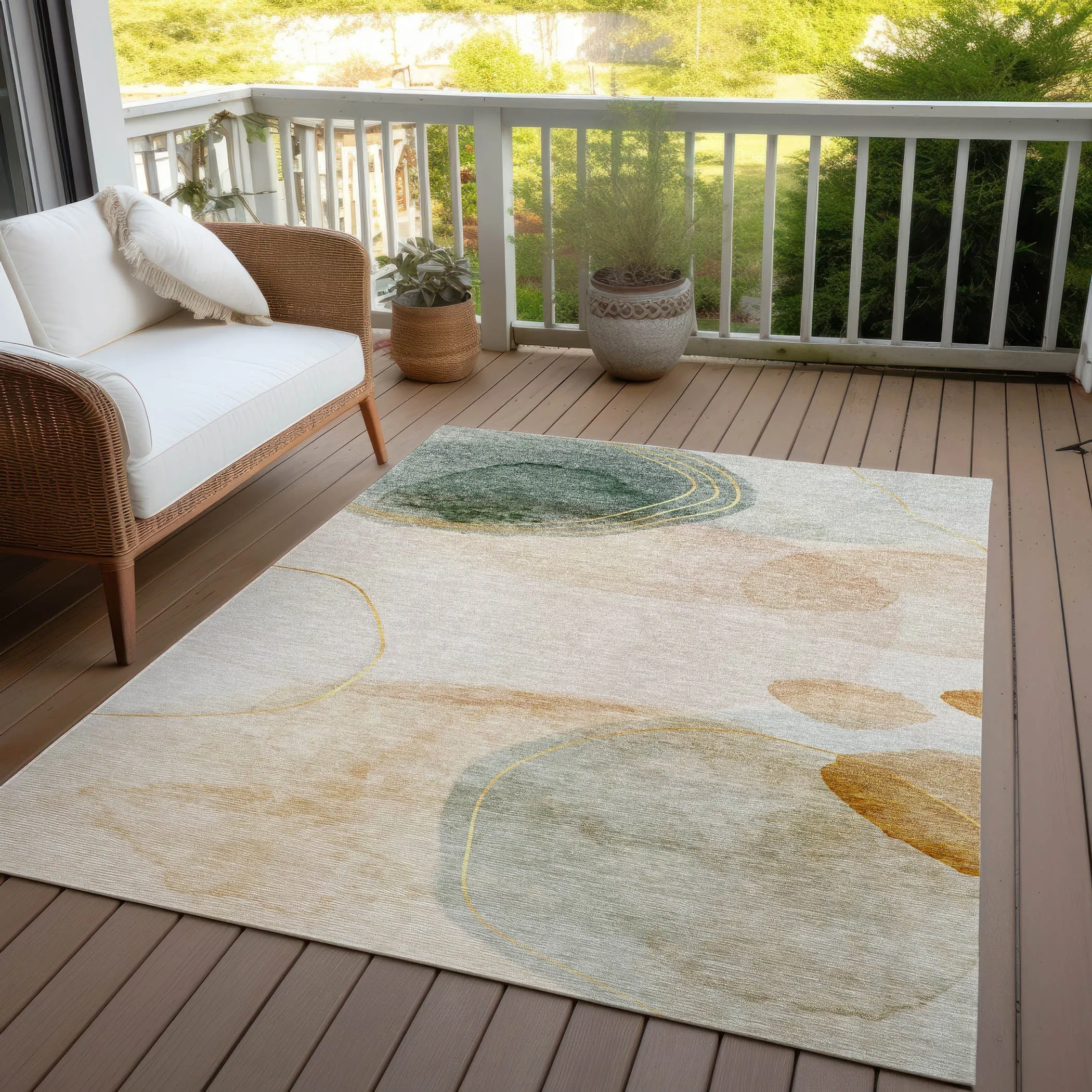 Machine Washable Indoor/ Outdoor Modern Chantille Rug