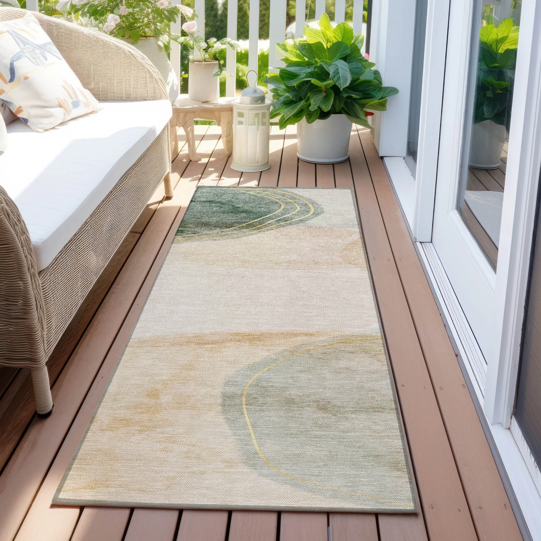 Machine Washable Indoor/ Outdoor Modern Chantille Rug