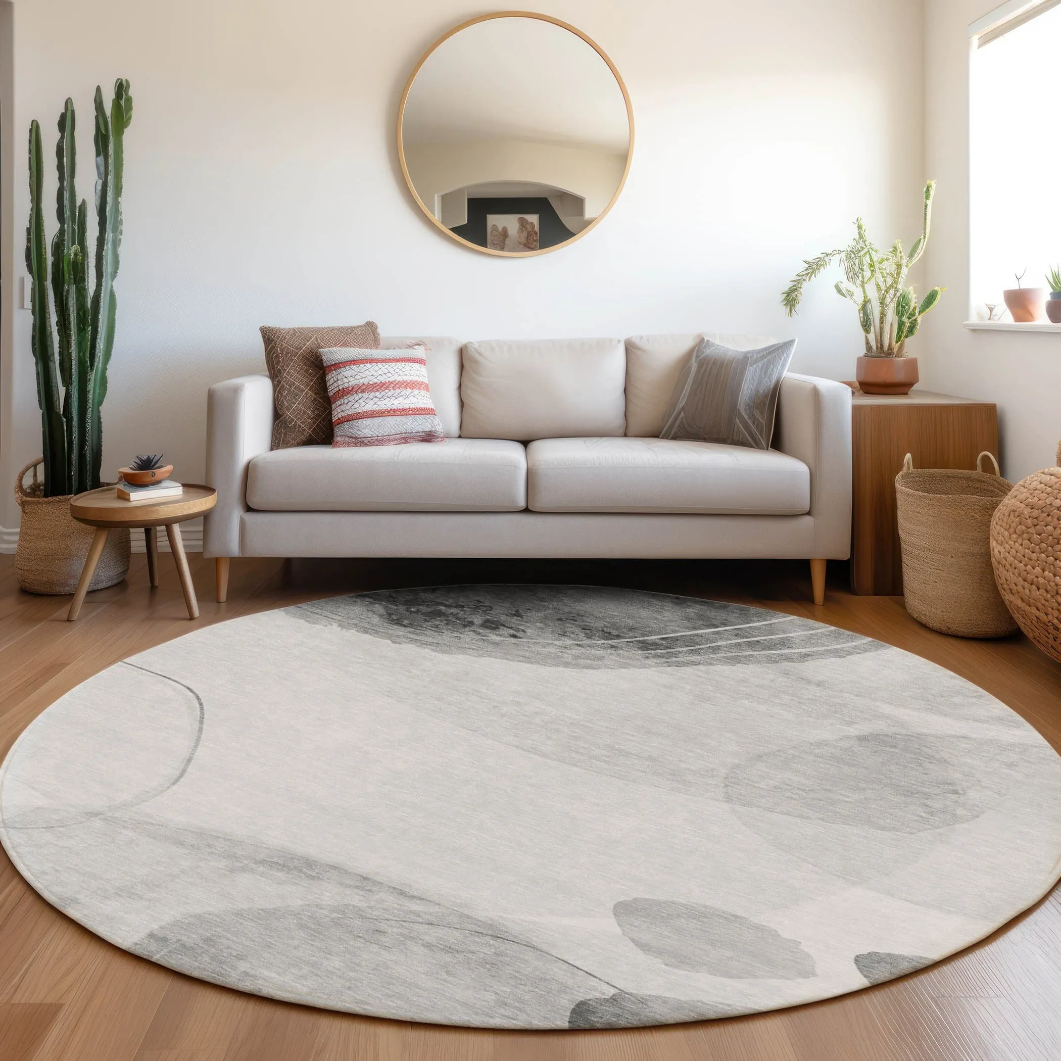 Machine Washable Indoor/ Outdoor Modern Chantille Rug
