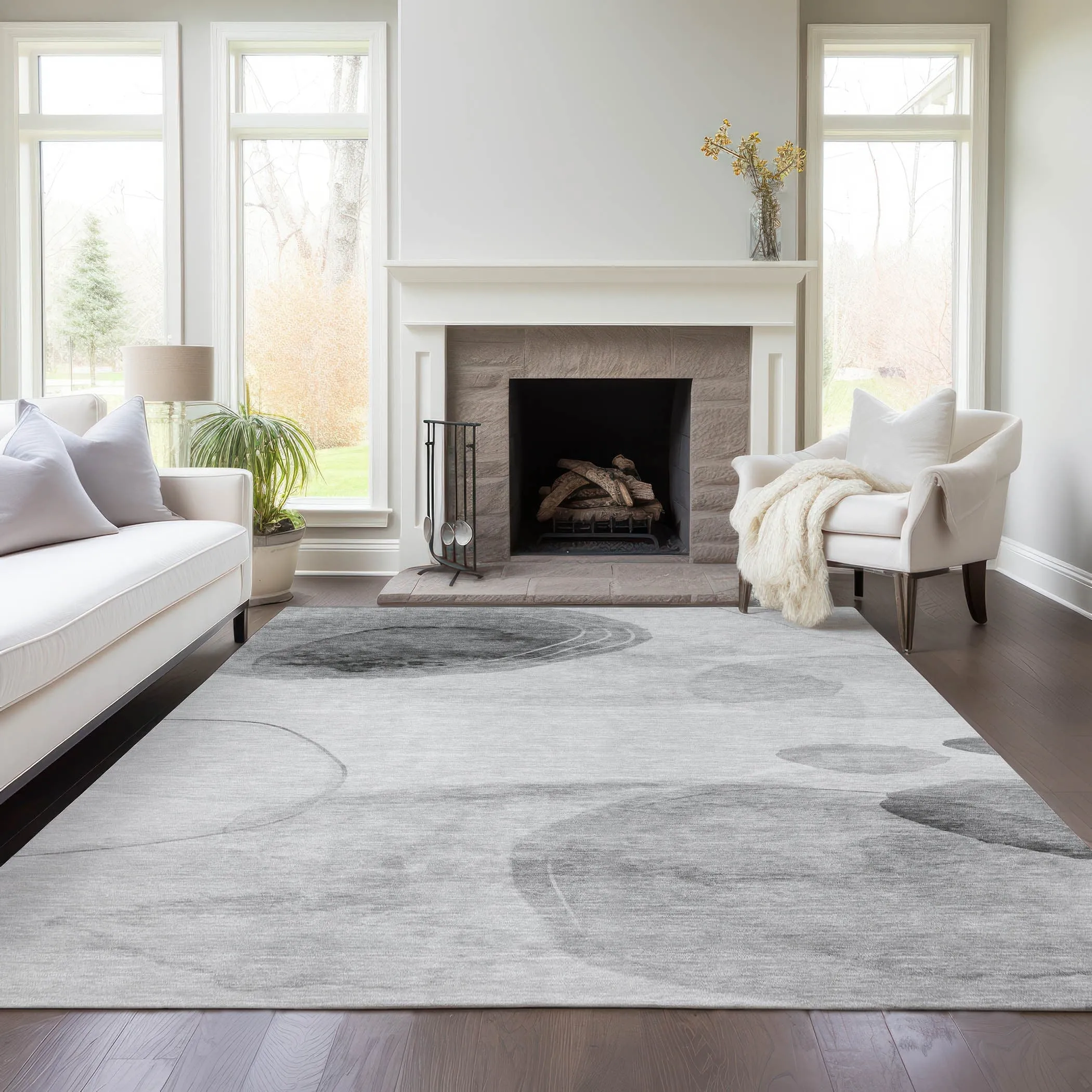 Machine Washable Indoor/ Outdoor Modern Chantille Rug