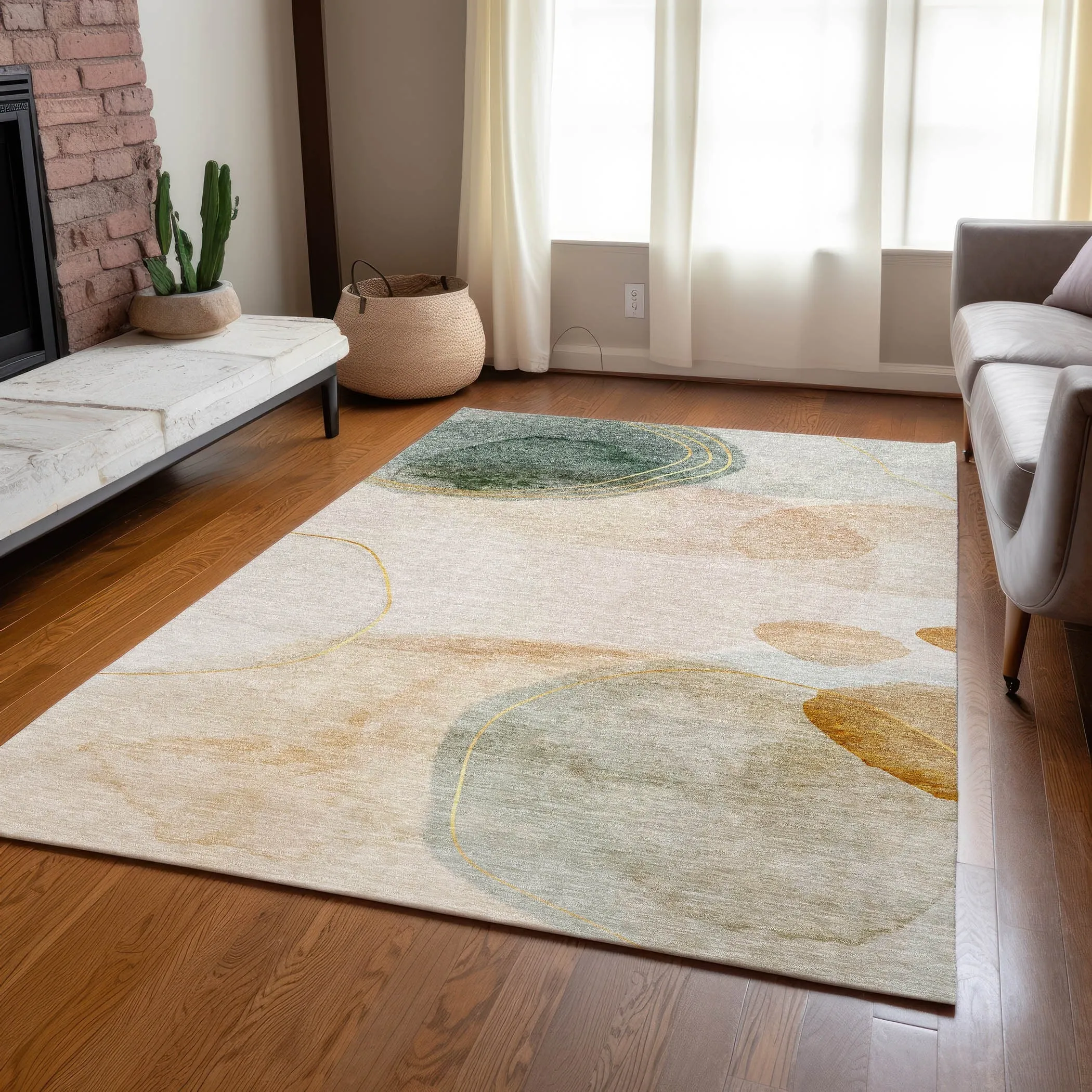 Machine Washable Indoor/ Outdoor Modern Chantille Rug