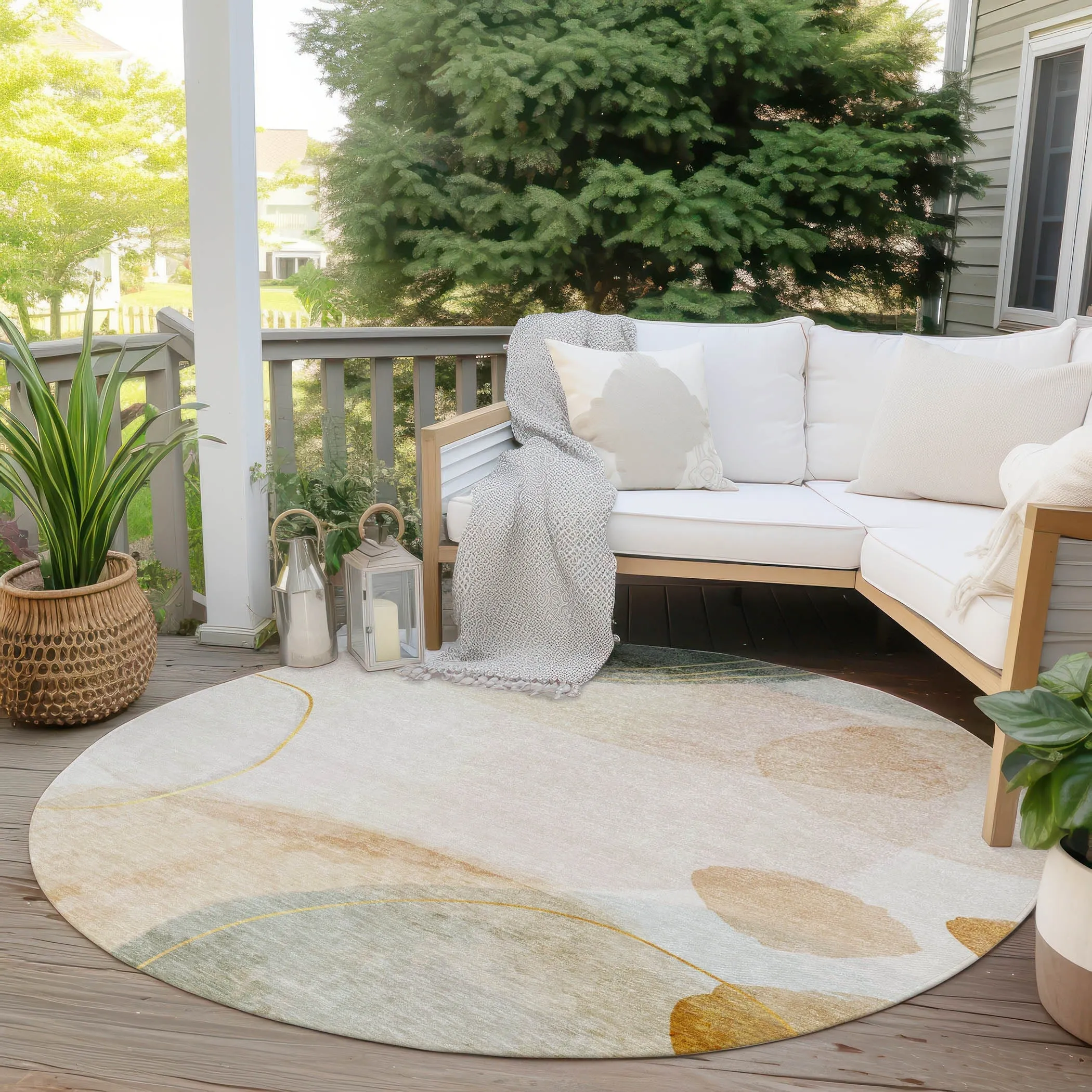 Machine Washable Indoor/ Outdoor Modern Chantille Rug
