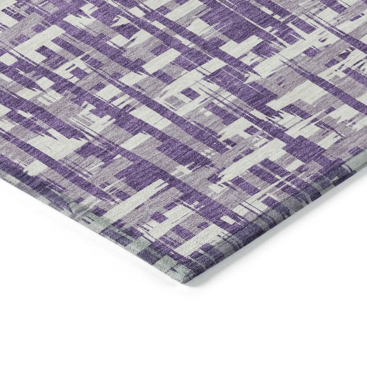 Machine Washable Indoor/ Outdoor Modern Crosshatch Chantille Rug