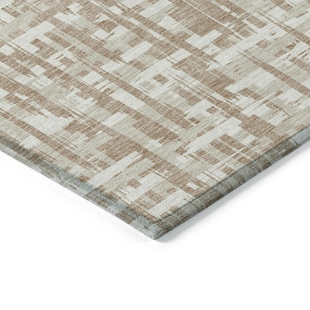 Machine Washable Indoor/ Outdoor Modern Crosshatch Chantille Rug