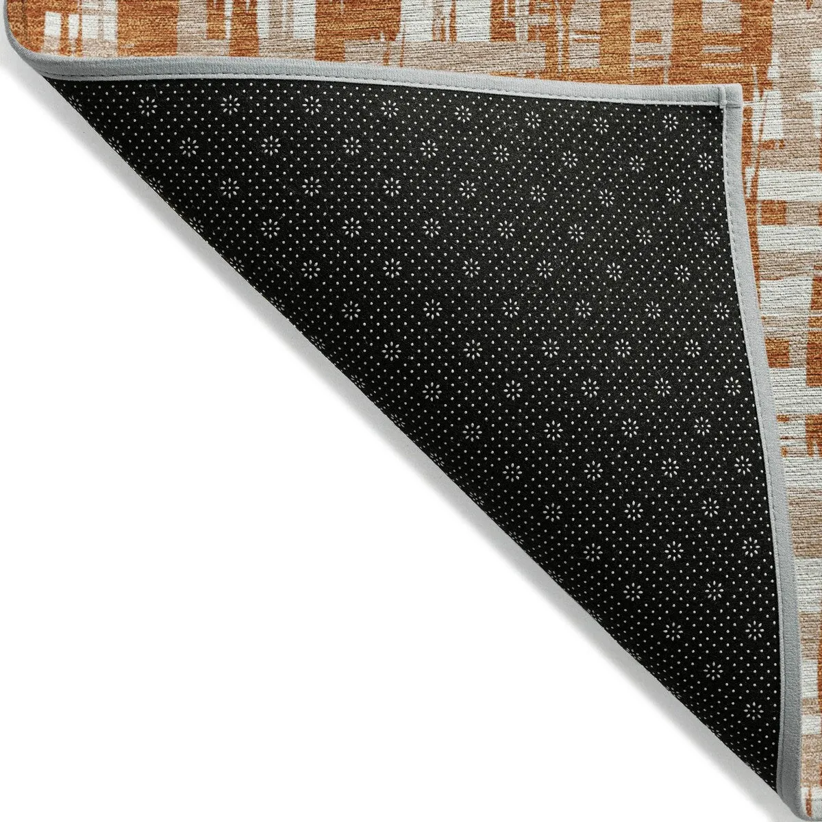 Machine Washable Indoor/ Outdoor Modern Crosshatch Chantille Rug