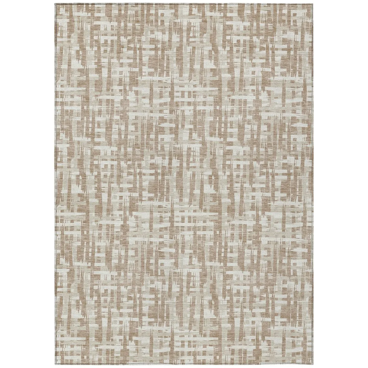 Machine Washable Indoor/ Outdoor Modern Crosshatch Chantille Rug
