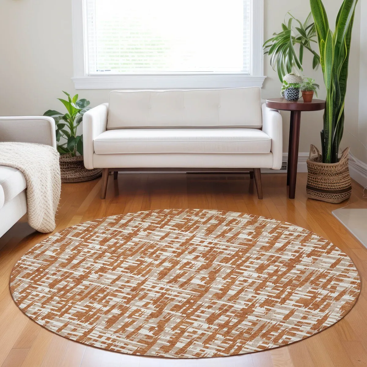 Machine Washable Indoor/ Outdoor Modern Crosshatch Chantille Rug