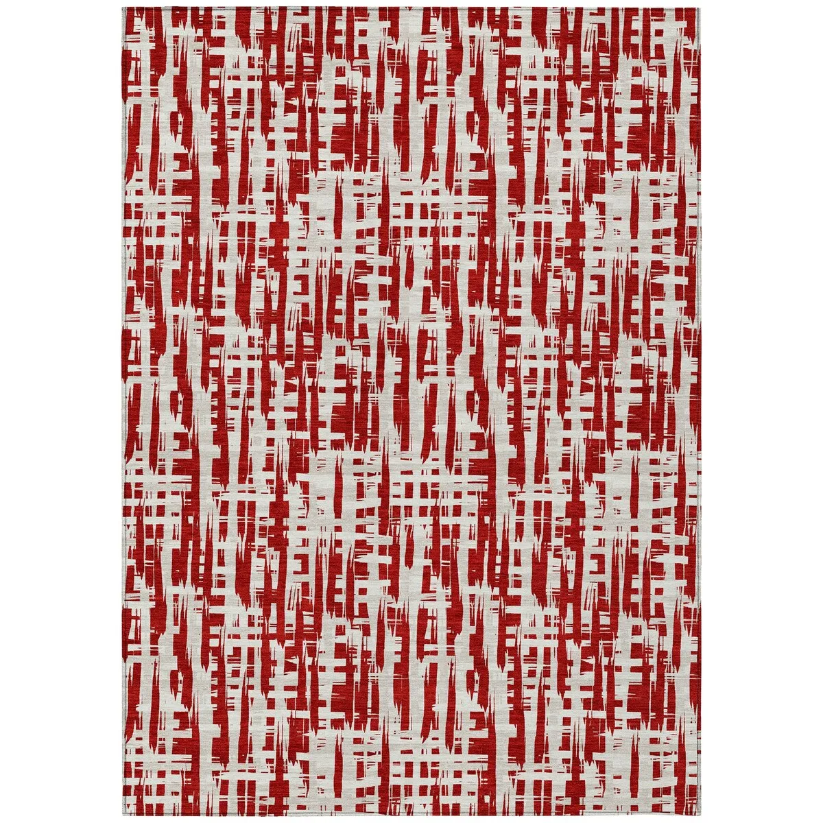 Machine Washable Indoor/ Outdoor Modern Crosshatch Chantille Rug