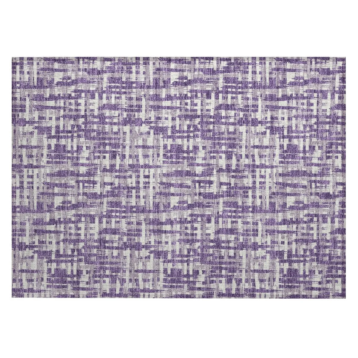 Machine Washable Indoor/ Outdoor Modern Crosshatch Chantille Rug