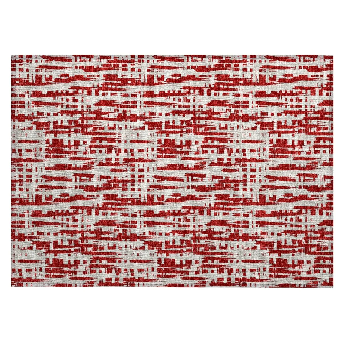 Machine Washable Indoor/ Outdoor Modern Crosshatch Chantille Rug