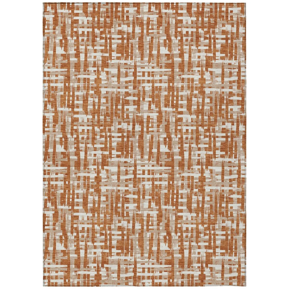 Machine Washable Indoor/ Outdoor Modern Crosshatch Chantille Rug