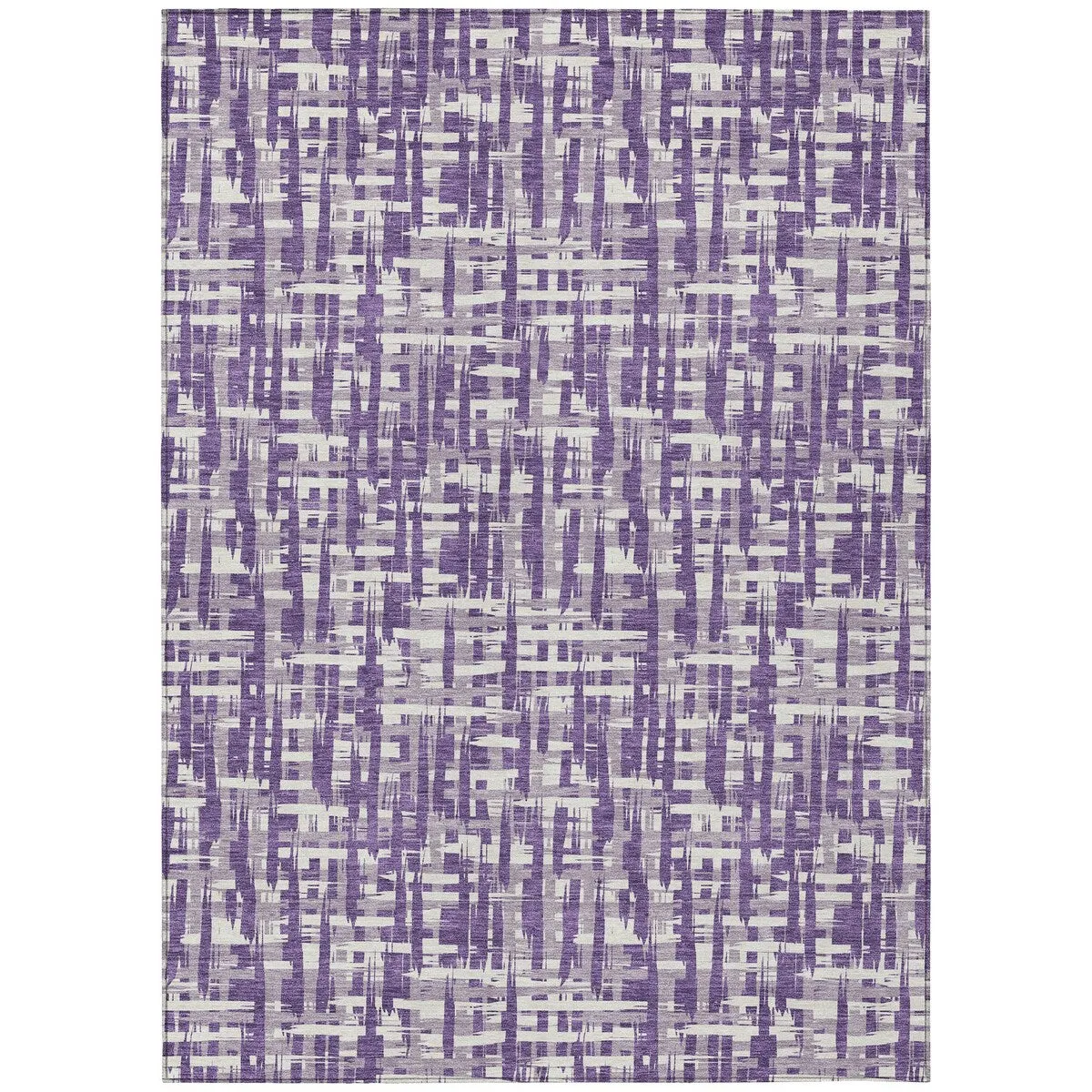 Machine Washable Indoor/ Outdoor Modern Crosshatch Chantille Rug