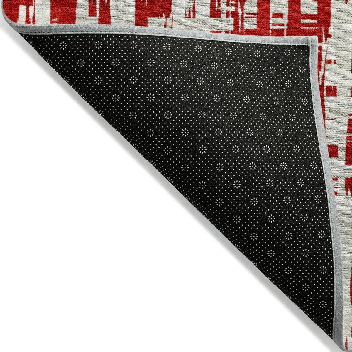 Machine Washable Indoor/ Outdoor Modern Crosshatch Chantille Rug