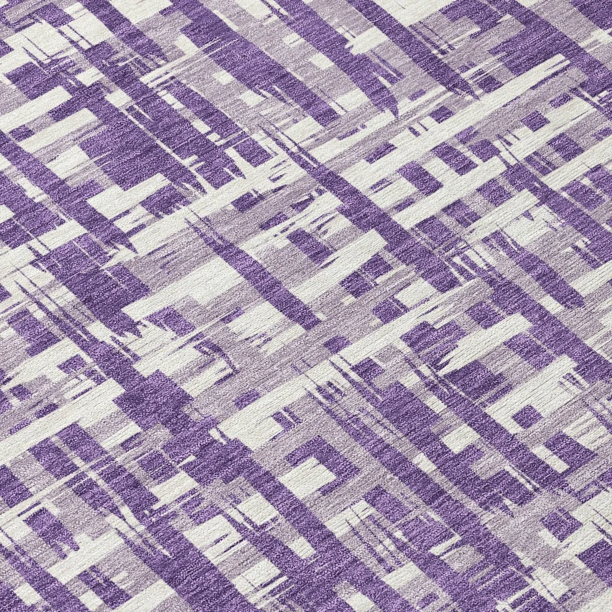 Machine Washable Indoor/ Outdoor Modern Crosshatch Chantille Rug