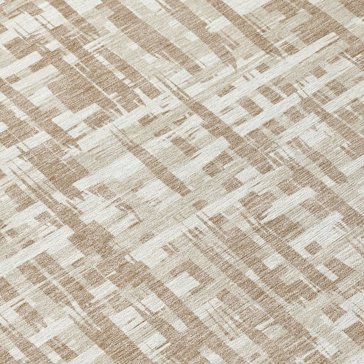 Machine Washable Indoor/ Outdoor Modern Crosshatch Chantille Rug