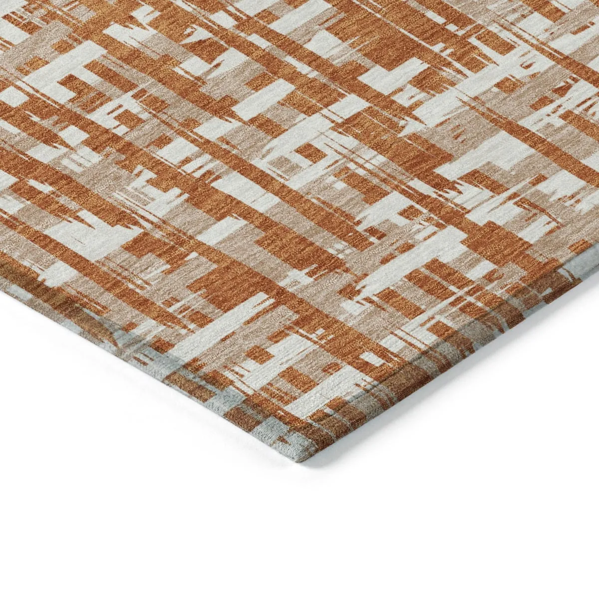 Machine Washable Indoor/ Outdoor Modern Crosshatch Chantille Rug