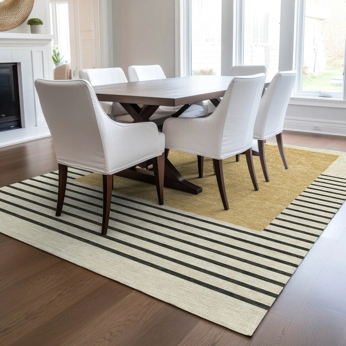 Machine Washable Indoor/ Outdoor Modern Deco Chantille Rug