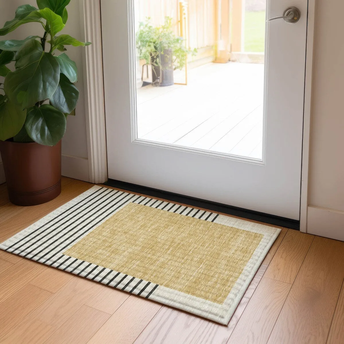 Machine Washable Indoor/ Outdoor Modern Deco Chantille Rug