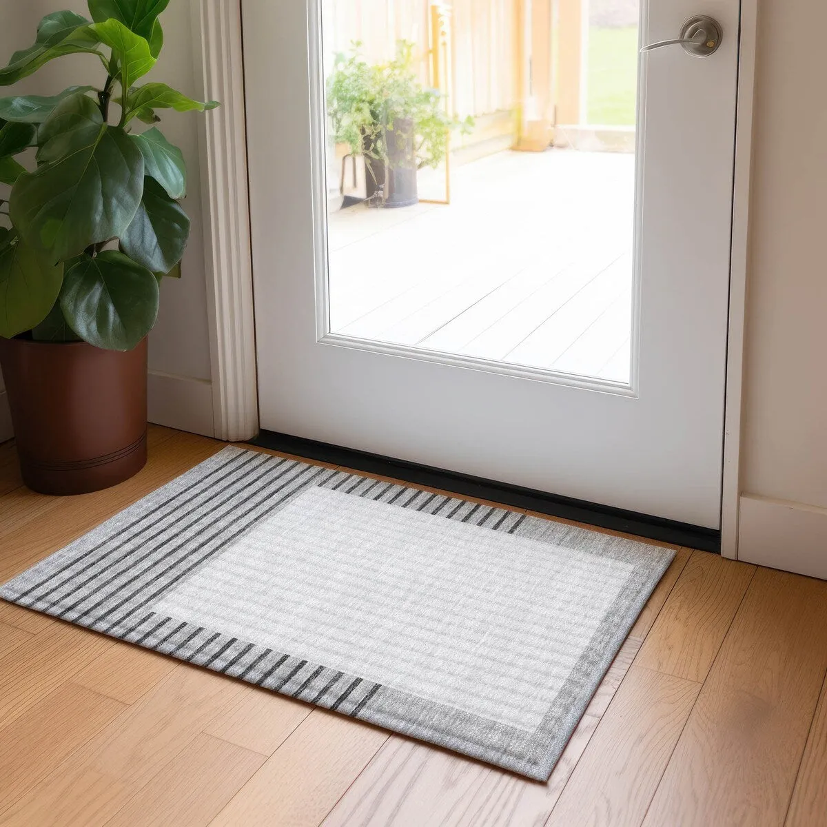 Machine Washable Indoor/ Outdoor Modern Deco Chantille Rug