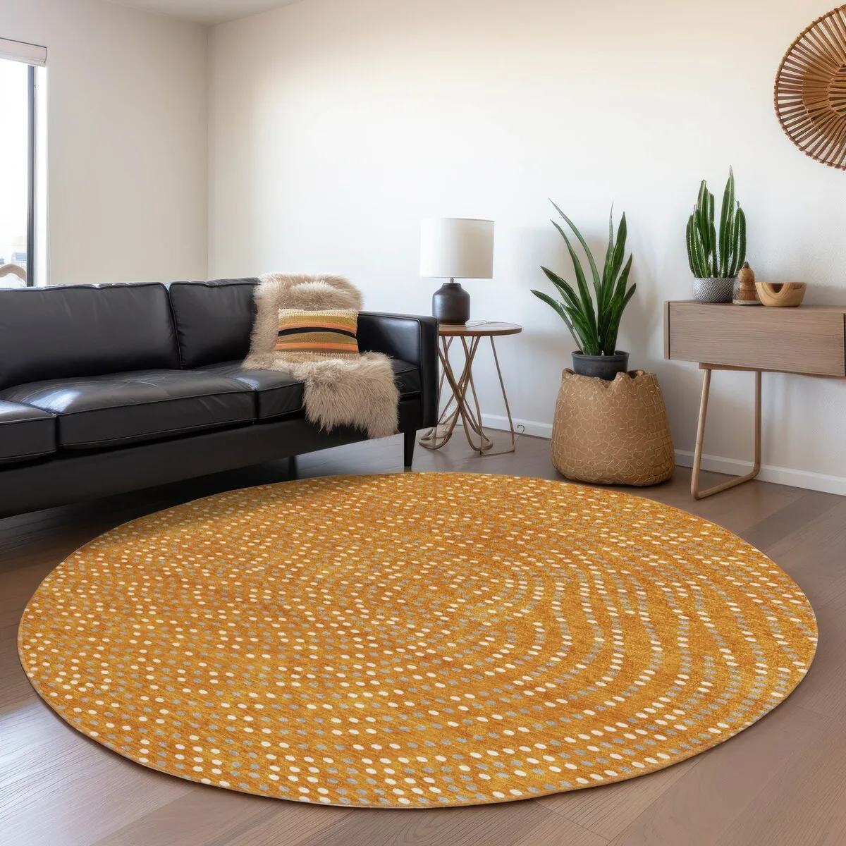 Machine Washable Indoor/ Outdoor Modern Dotty Chantille Rug